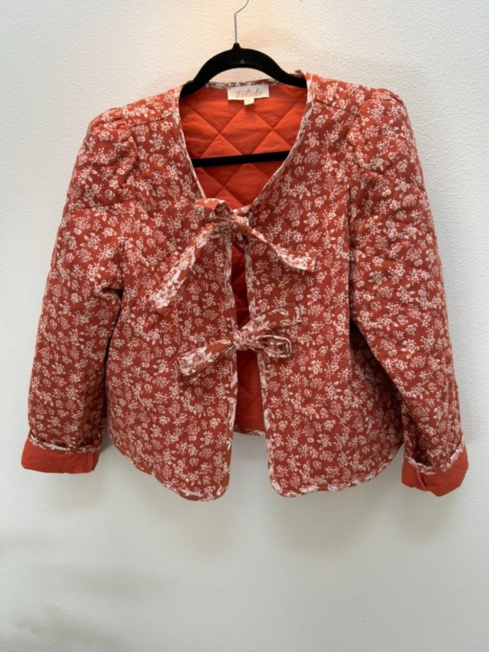 Listicle Meadows Quilted Tie Jacket, Rust, NWOT